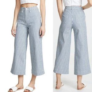 Madewell  Emmett Wide-leg Crop Pants in herringbone railroad stripe sz 29